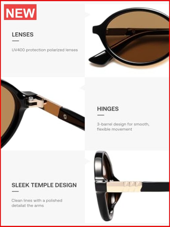 Polarized Retro Oval Sunglasses UV400 Protection Lightweight Comfort main image 4